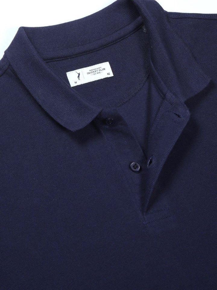 Thomas Scott Men Solid Polo Collar Cotton T-shirt