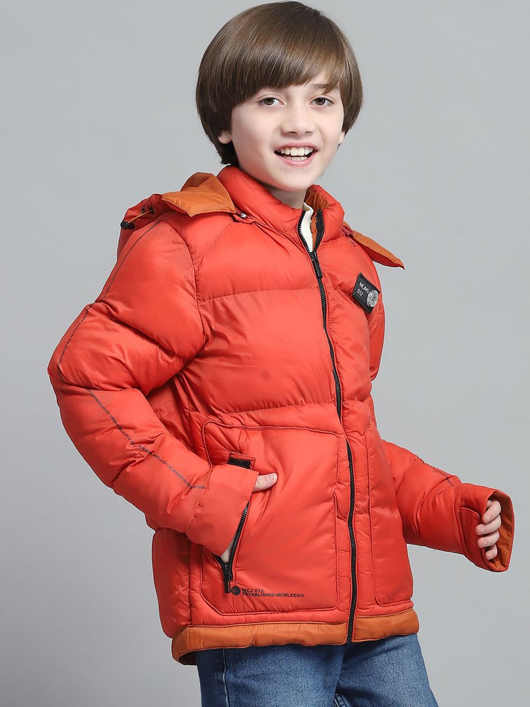 Monte Carlo Boys Hooded Solid Casual Lightweight Puffer Jacket