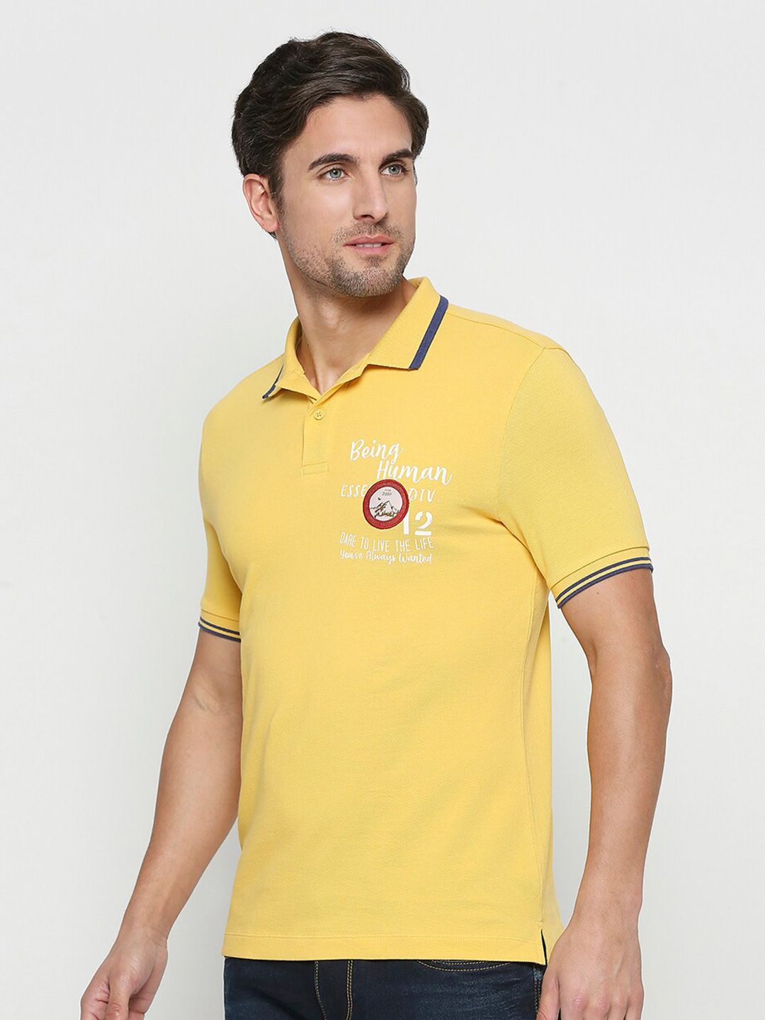 Being Human Typography Printed Polo Collar T-shirt
