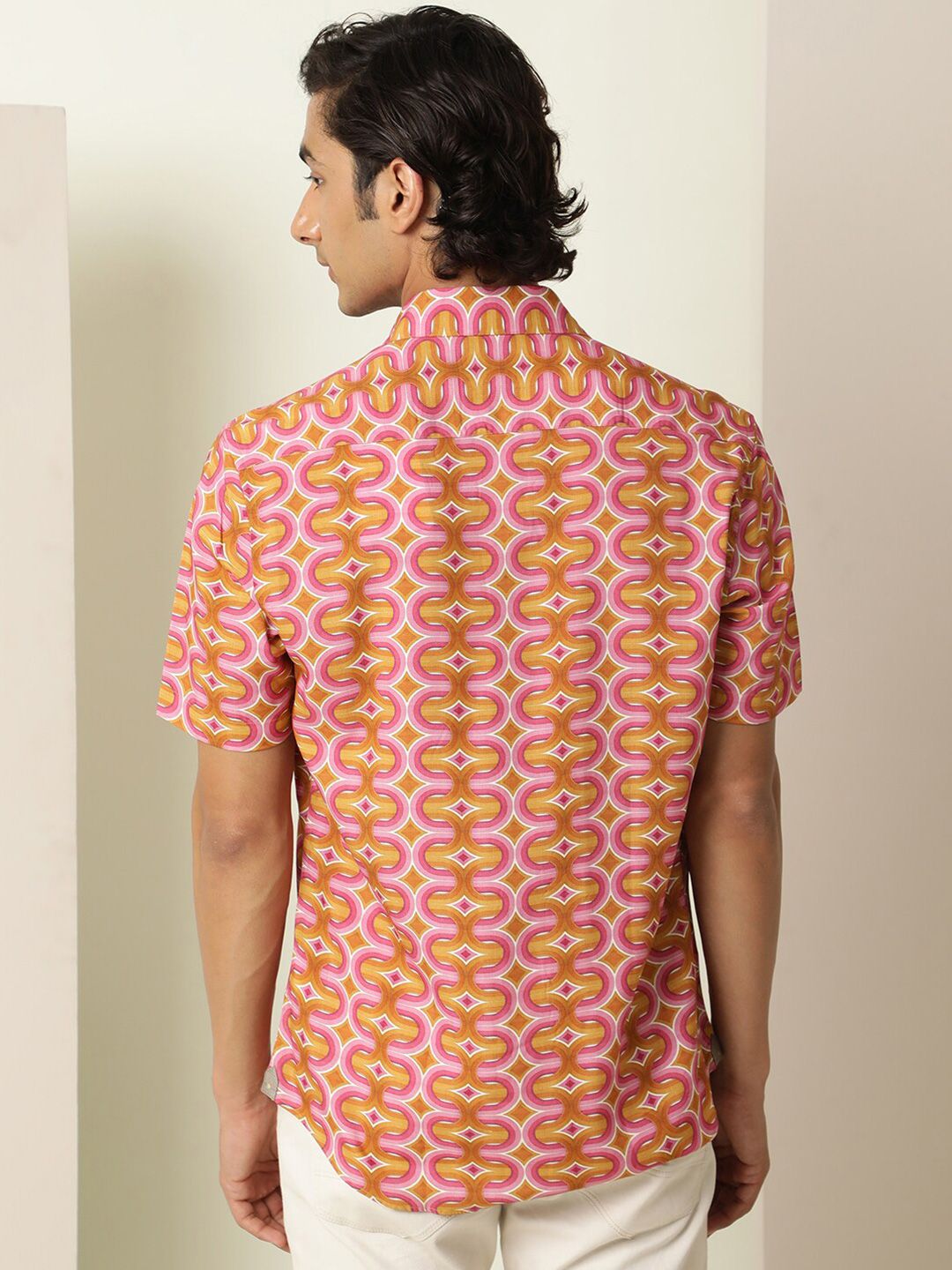RARE RABBIT Rebeus Slim Fit Geometric Printed Shirt