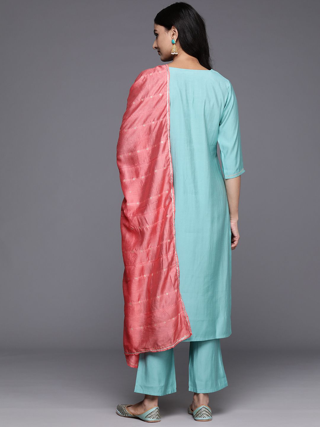 Gerua By Libas Floral Yoke Design Regular Sequinned Kurta with Trousers  Dupatta