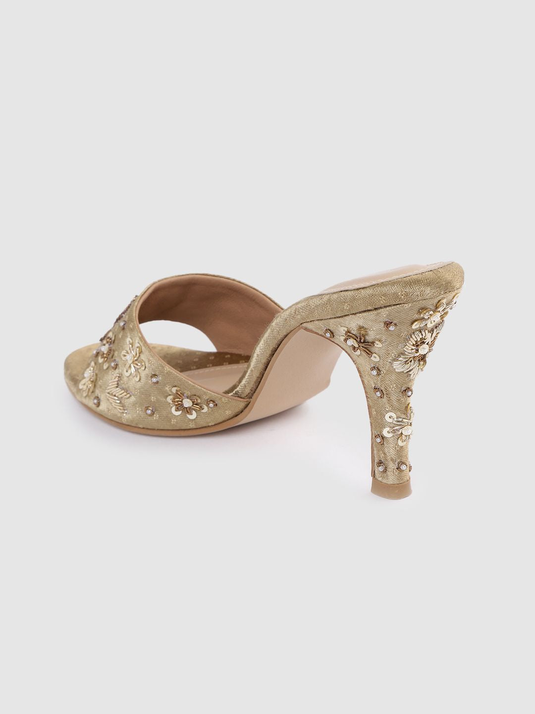 House of Pataudi Gold-Toned & Silver-Toned Embellished Handcrafted Slim Heels