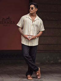 Powerlook Men Striped Spread Collar India Slim Casual Shirt