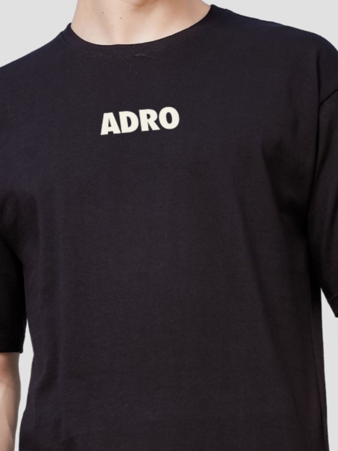 ADRO Lelaki Typography Printed Drop-Shoulder Sleeves Cotton Oversized T-Shirt