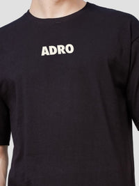 ADRO Lelaki Typography Printed Drop-Shoulder Sleeves Cotton Oversized T-Shirt
