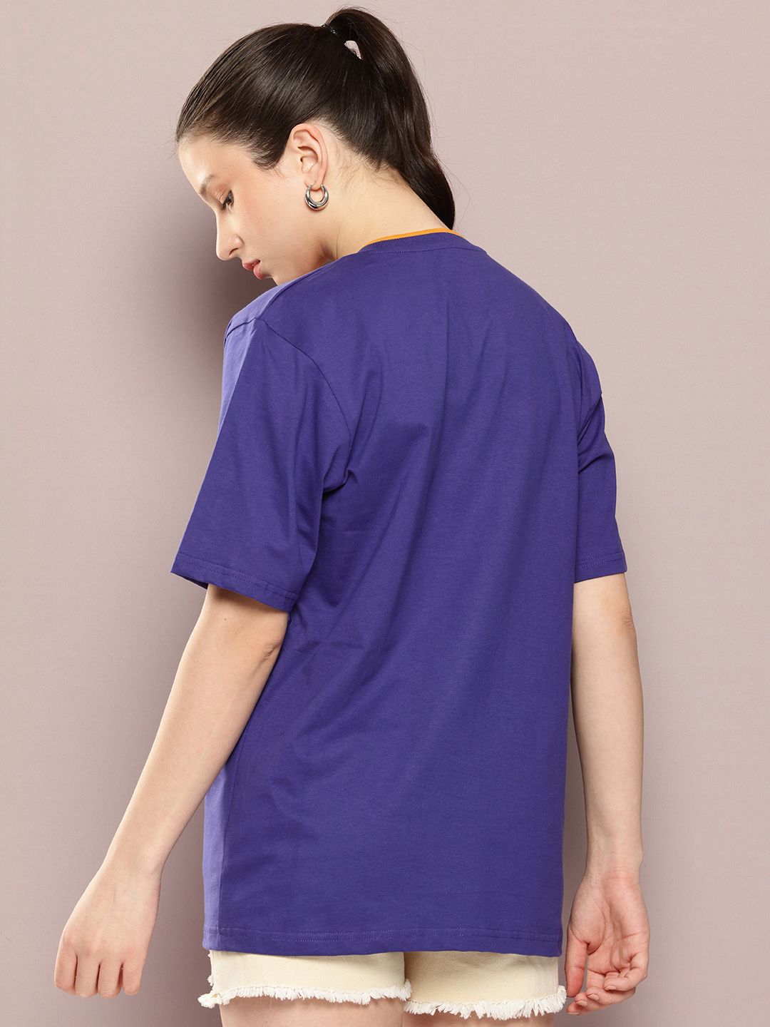 DILLINGER Women Oversized Embroidery V-Neck Tshirt