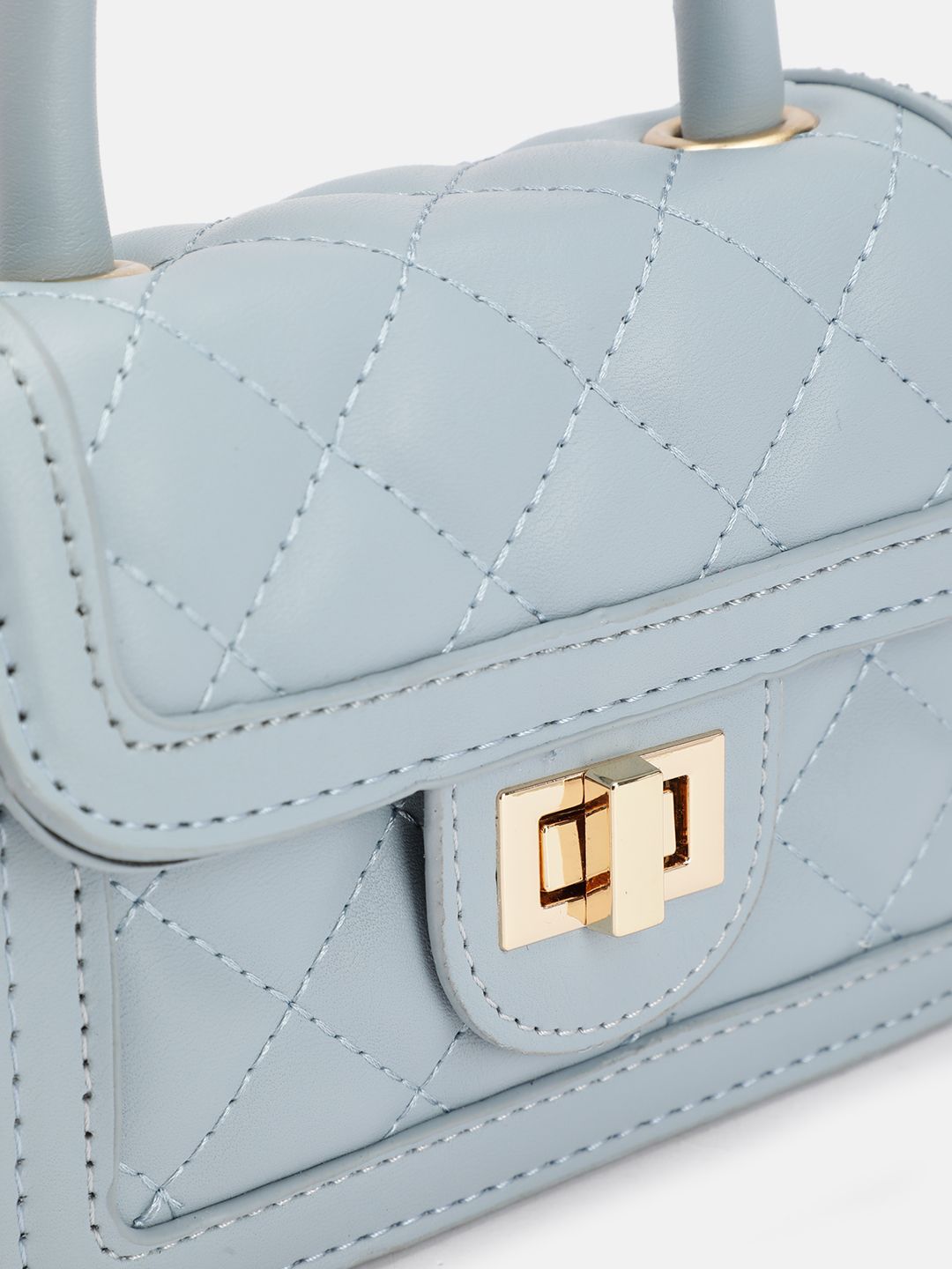 DressBerry Quilted Structured Satchel Bag