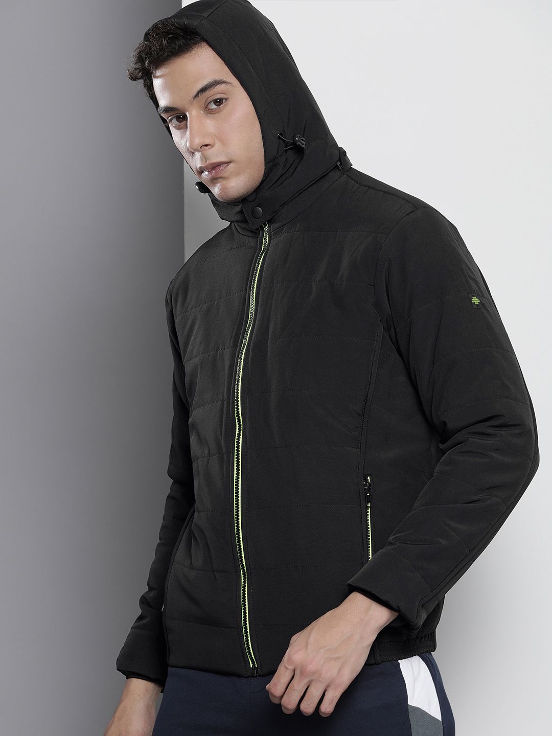 The Indian Garage Co Men Zip-Front Bomber Jacket with Detachable Hood
