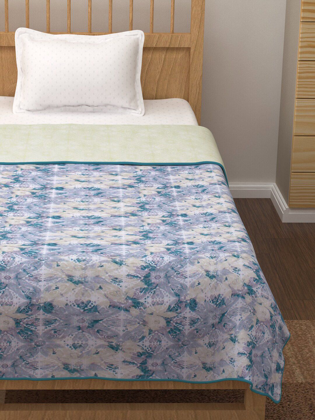 Story@home Cream-Coloured Printed AC Room 150 GSM Reversible Cotton Single Bed Dohar