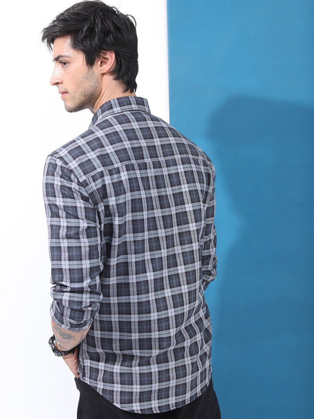 HIGHLANDER Slim Fit Tartan Checks Checked Casual Shirt