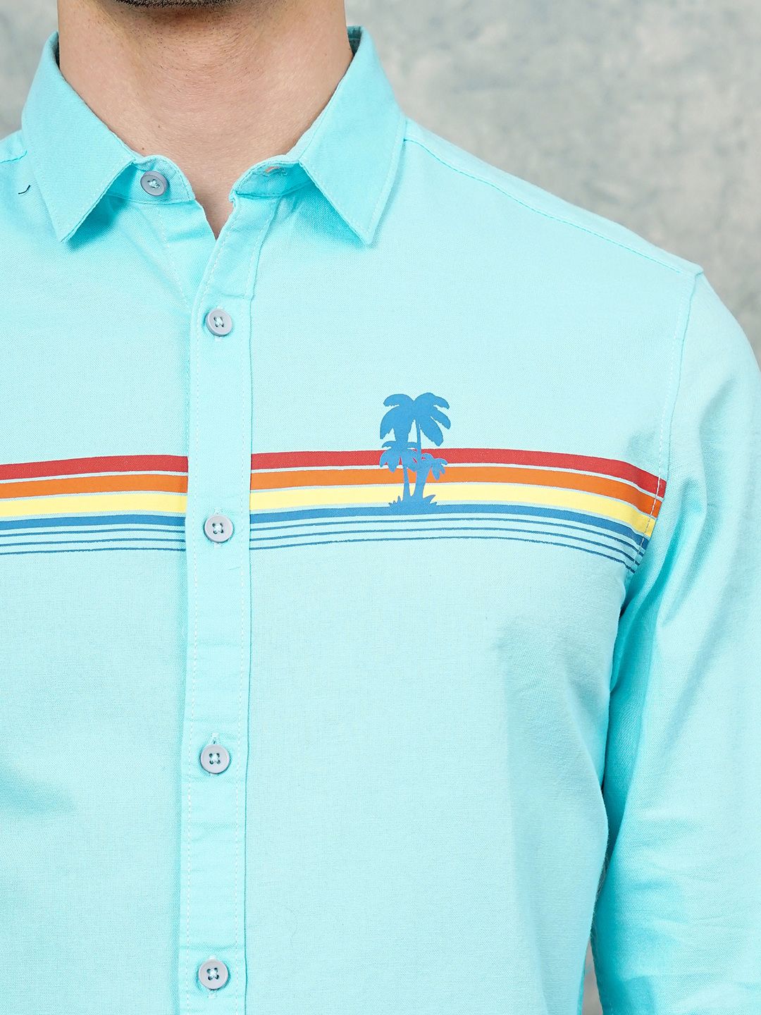 The Indian Garage Co Pure Cotton Striped Tropical Casual Shirt