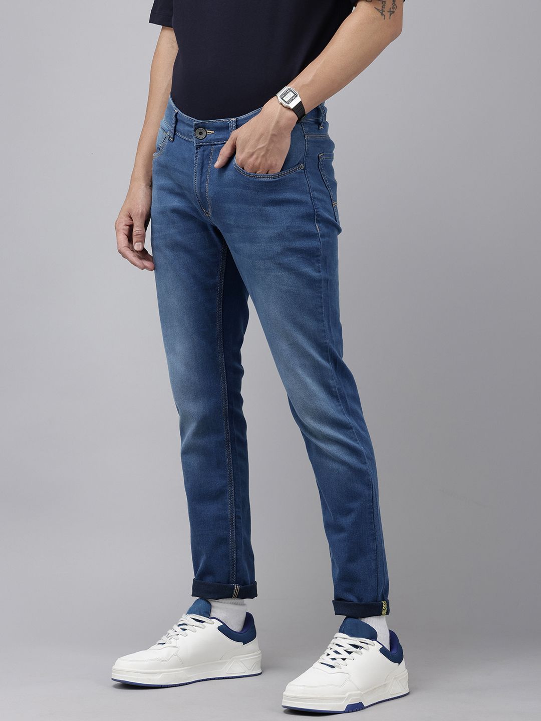 SPYKAR Men Skinny Slim Fit Low-Rise Light Fade Stretchable Jeans