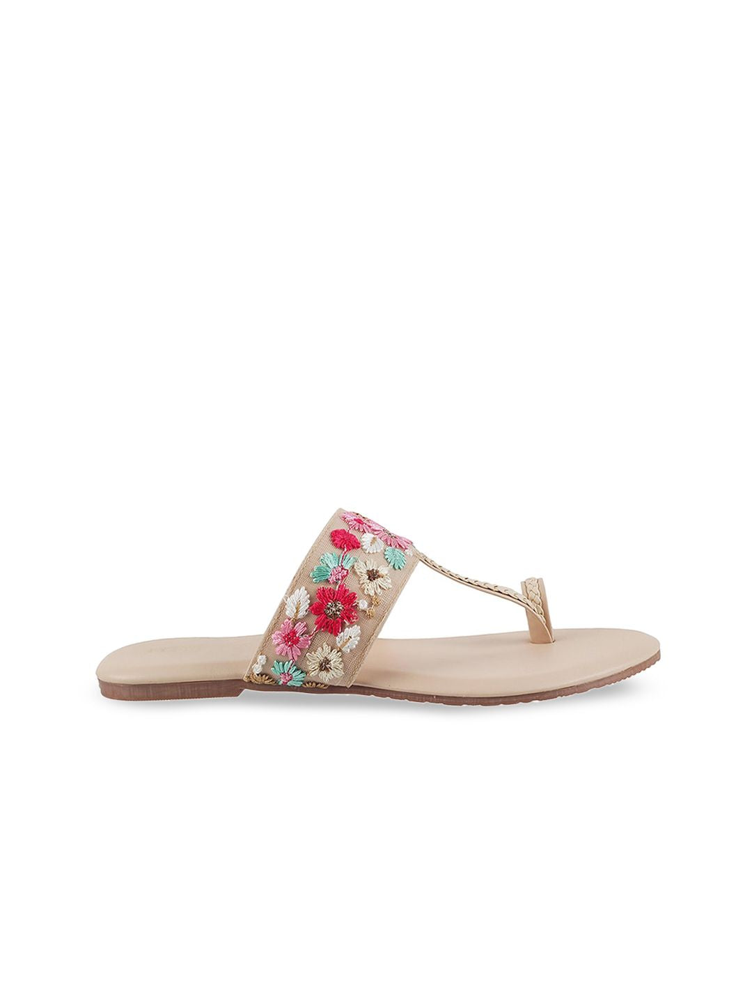 Metro Women Beige One Toe Flats