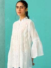 House of Chikankari Women Floral Embroidered Flared Sleeves Kurta