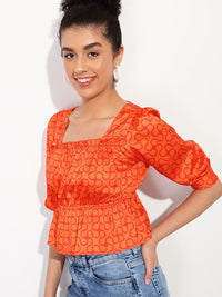 DressBerry 70's Teenage Ruffled Satin A-Line Top