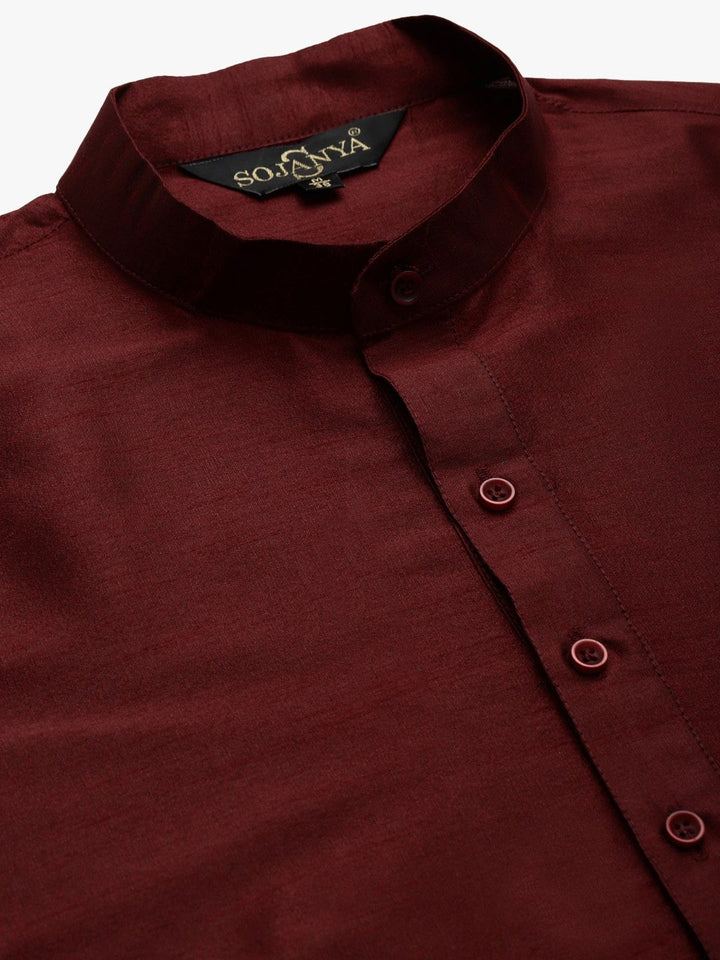 SOJANYA Men Maroon & Black Kurta with Churidar