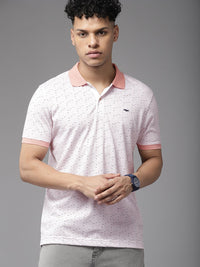 Park Avenue Men Geometric Print Polo Collar Slim Fit T-shirt