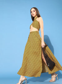 Berrylush Women Bright Yellow Animal Printed Dress