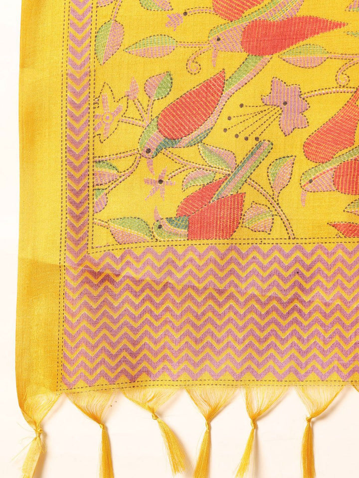 Varanga V-Neck Straight Kurta with Trousers And Dupatta