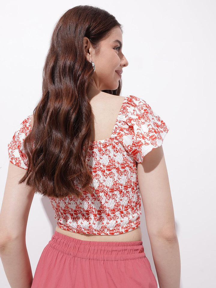 DressBerry Always Blooming Floral Tie & Cinch Crop Top