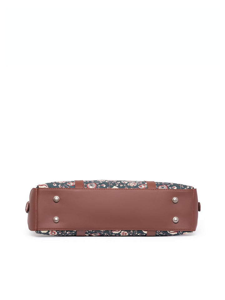 ZOUK Women Floral Printed Kalamkari Structured Laptop Shoulder Bag