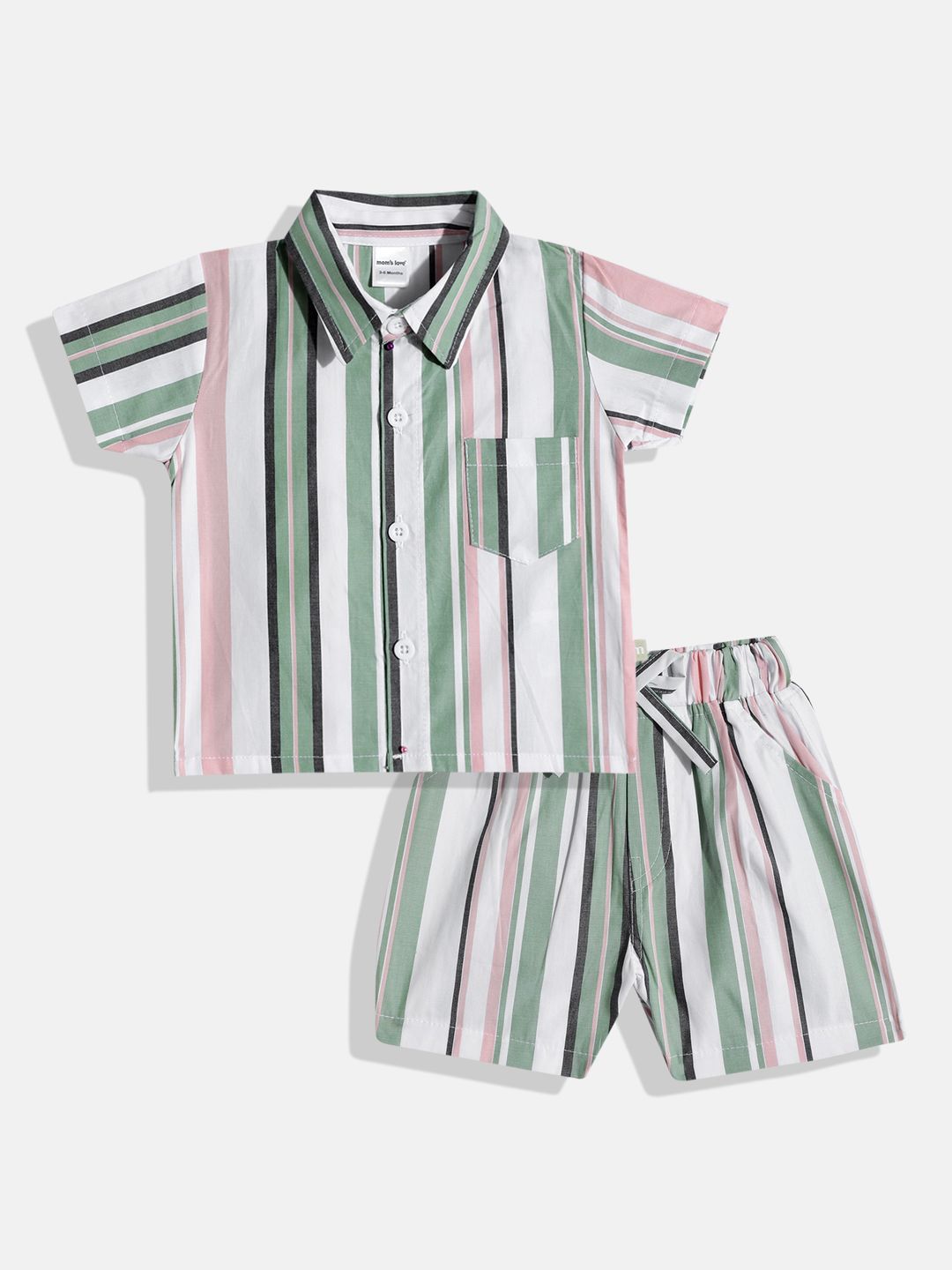 Moms Love Infant Boys Striped Pure Cotton Clothing Set