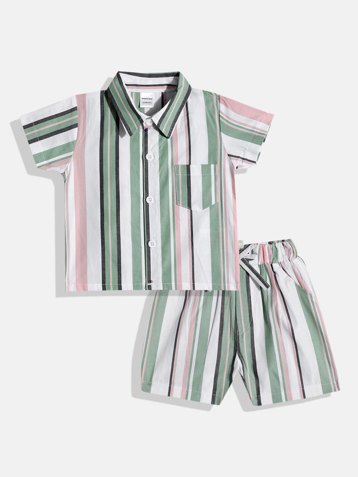 Moms Love Infant Boys Striped Pure Cotton Clothing Set