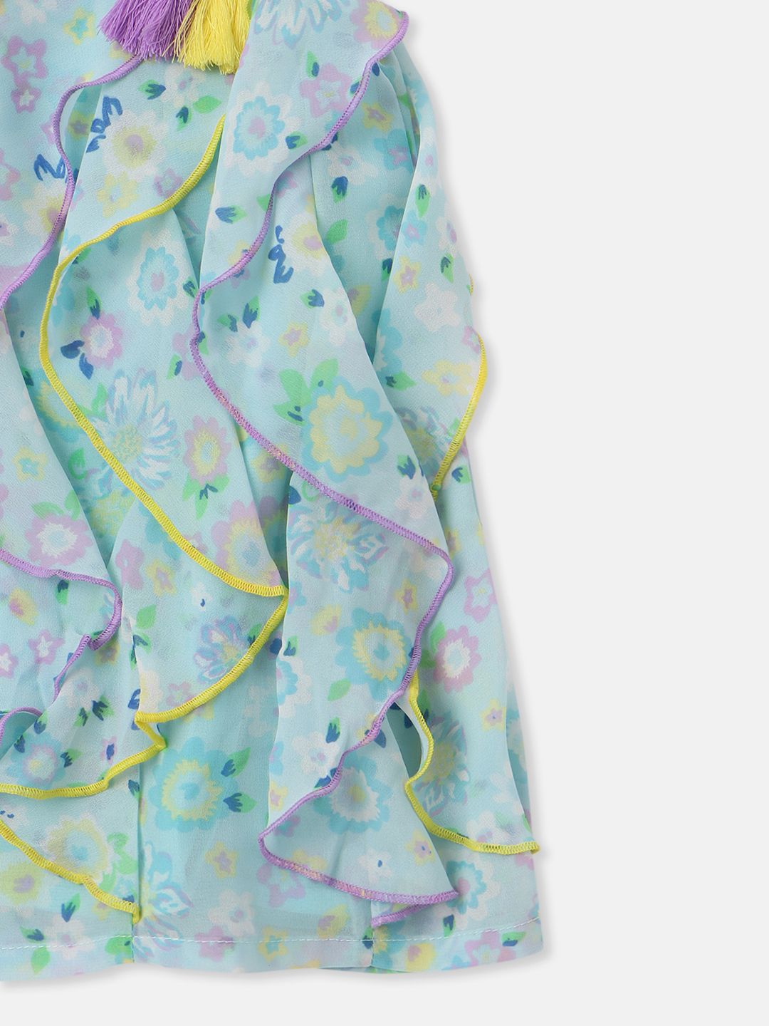 Nauti Nati Floral Print Ruffled Georgette A-Line Dress