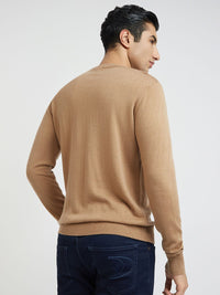 Raymond Men Beige Self Design Pullover