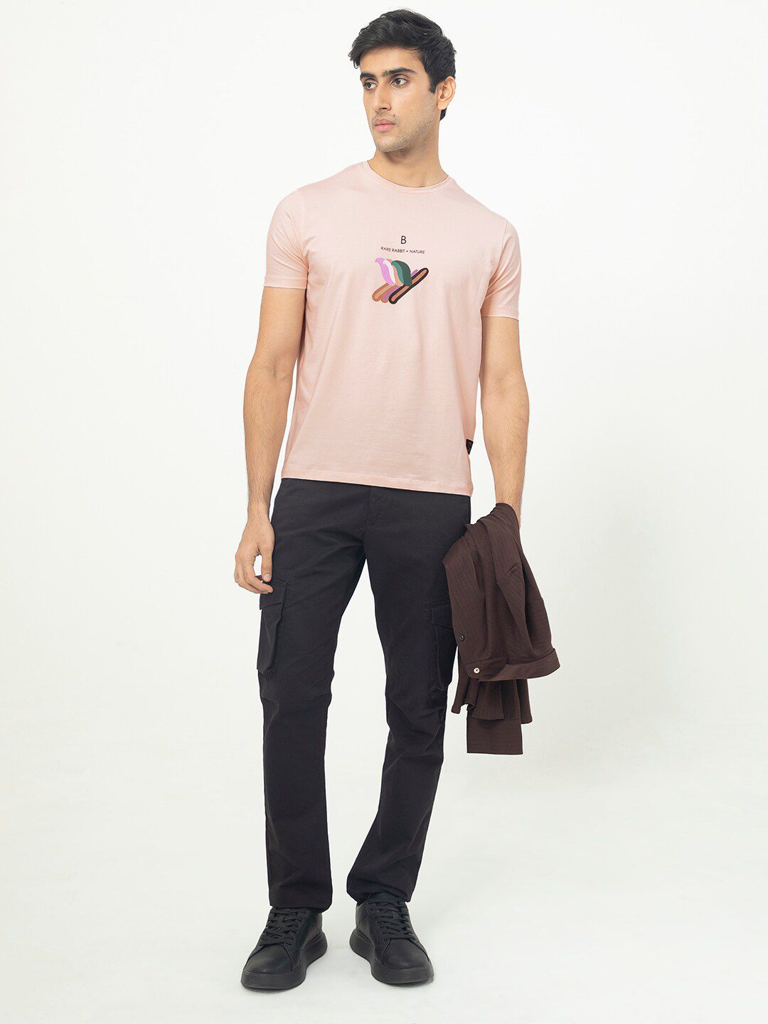 RARE RABBIT Men Erdon Round Neck Slim Fit Cotton T-Shirt