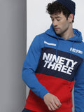 The Indian Garage Co Men Blue Colourblocked Hooded Sweatshirt