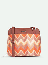 ZOUK Geometric Printed Structured Sling Bag
