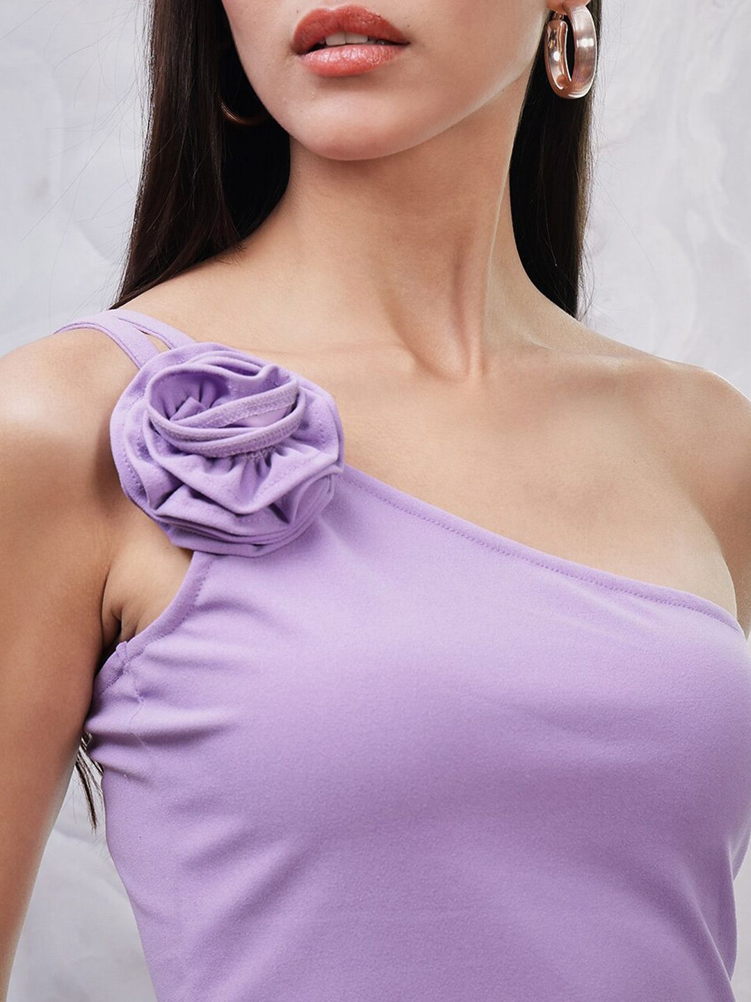 Athena One Shoulder Scuba Corsage Top