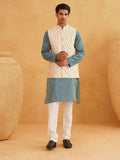 SOJANYA Motif Etnik Rekaan Tenun Kurta Kolar Mandarin Dengan Baju Tidur & Jaket Nehru