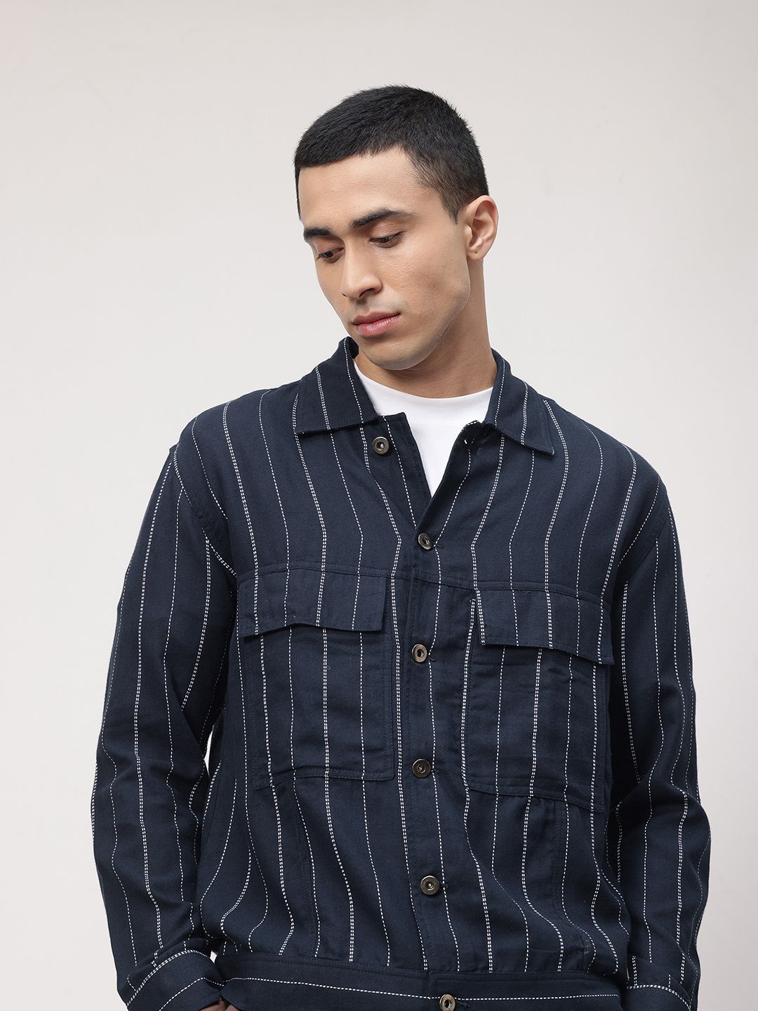ether Zen Striped Chest Pocket Detail Shirt