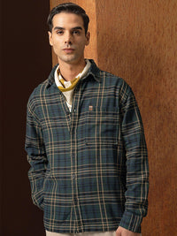 LOCOMOTIVE Premium Men Oversized Dobby Textured Checked Overshirt