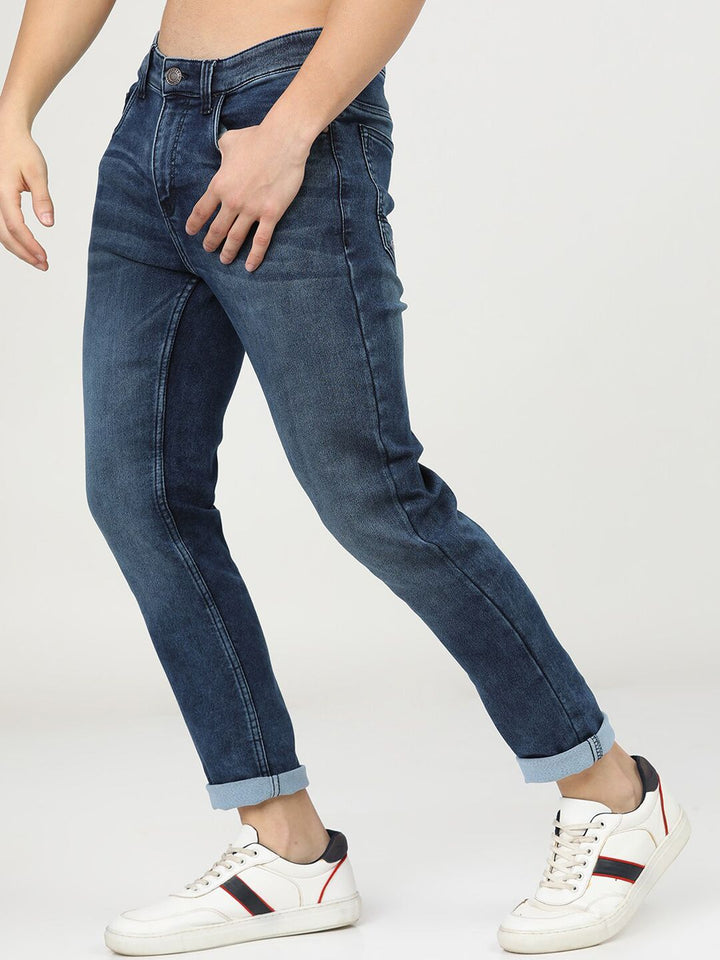 HIGHLANDER Men Blue Tapered Fit Light Fade Stretchable Jeans