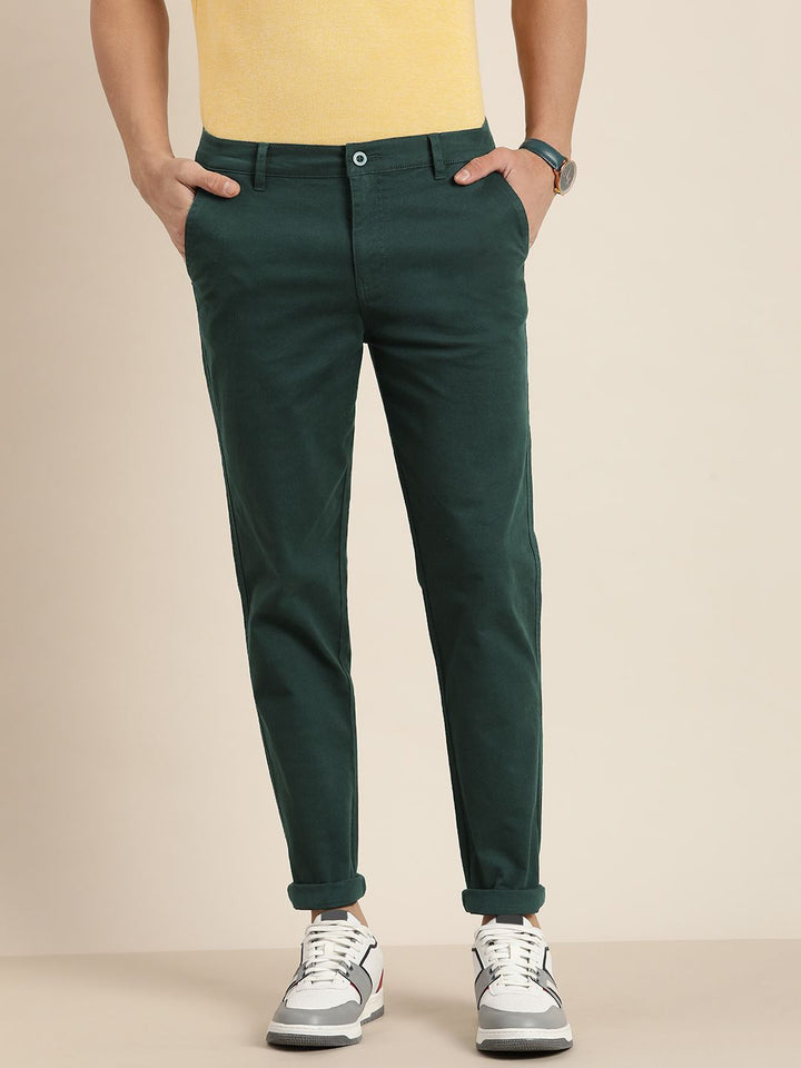 DILLINGER Men Solid Ankle-Length Chinos Trousers