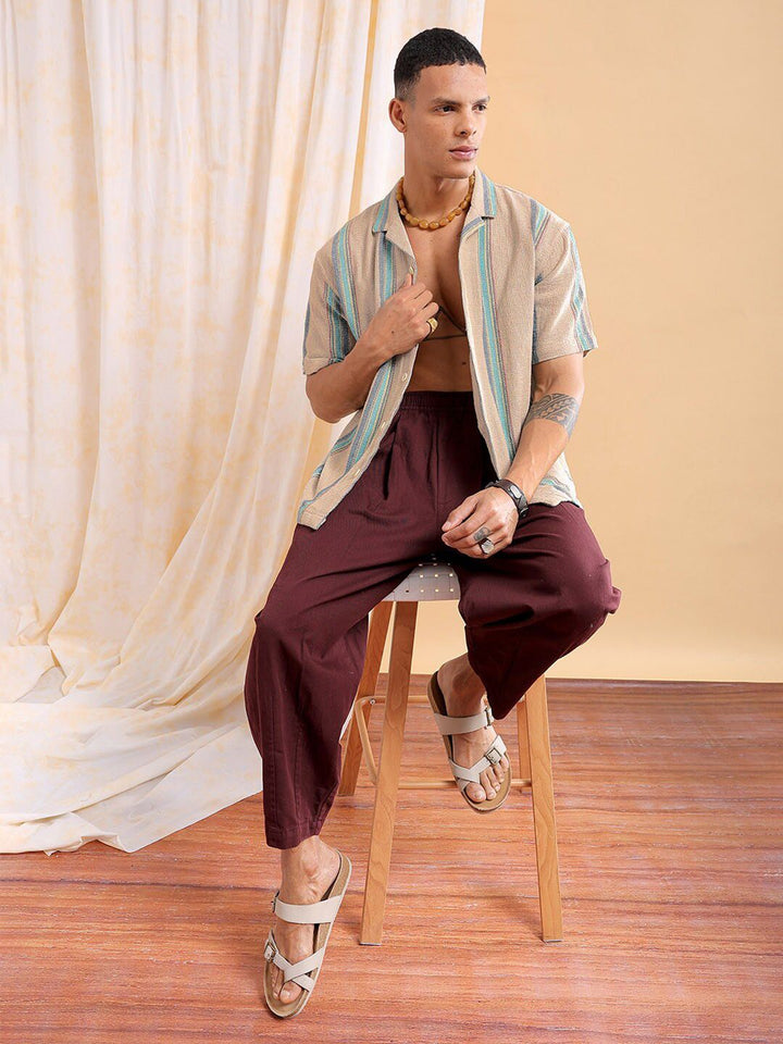 The Indian Garage Co Men Relaxed Fit Striped Resortwear Shirt