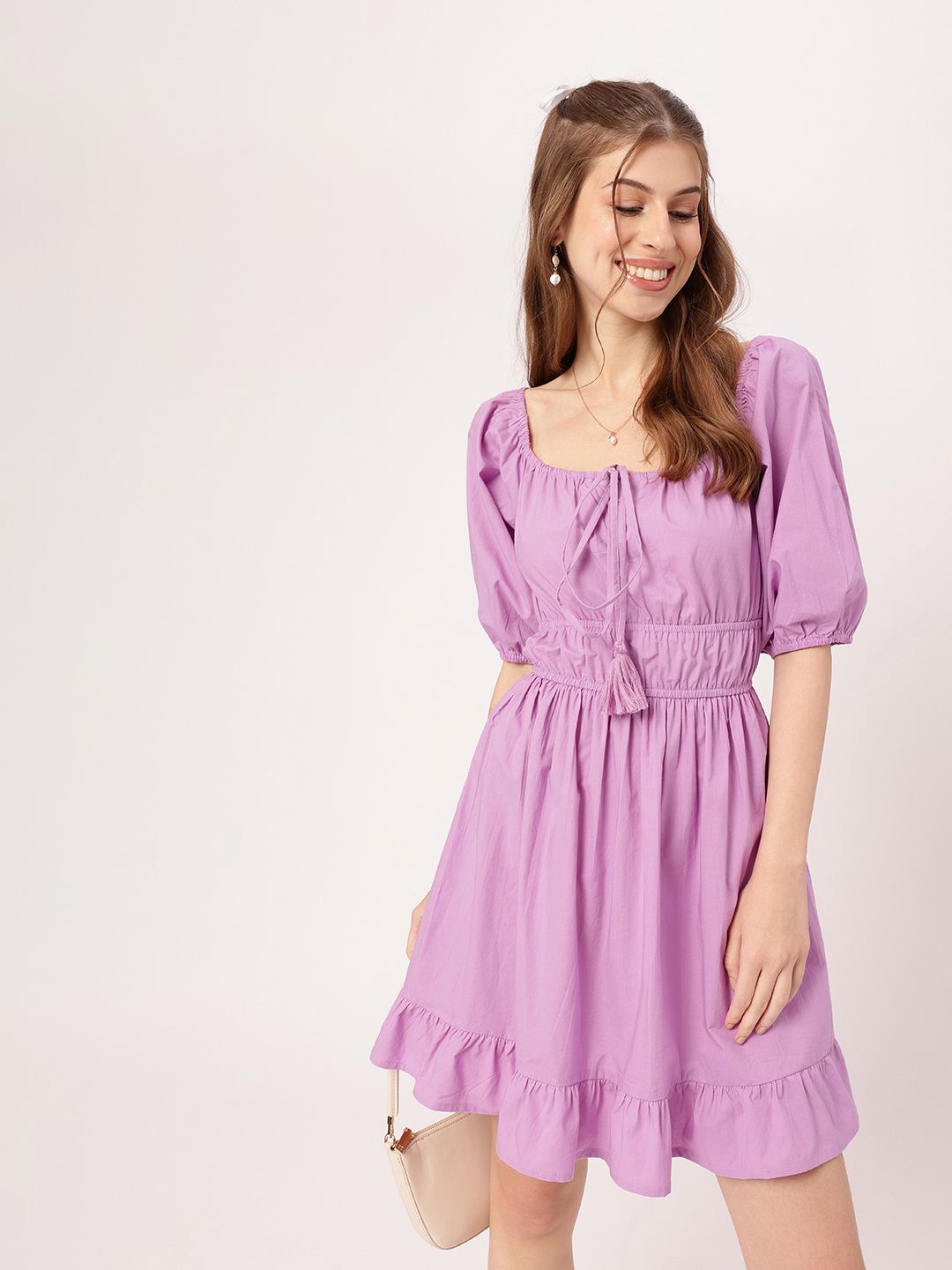 Feminini Lavender Luxe Cinched & Stunning A-Line Mini Dress