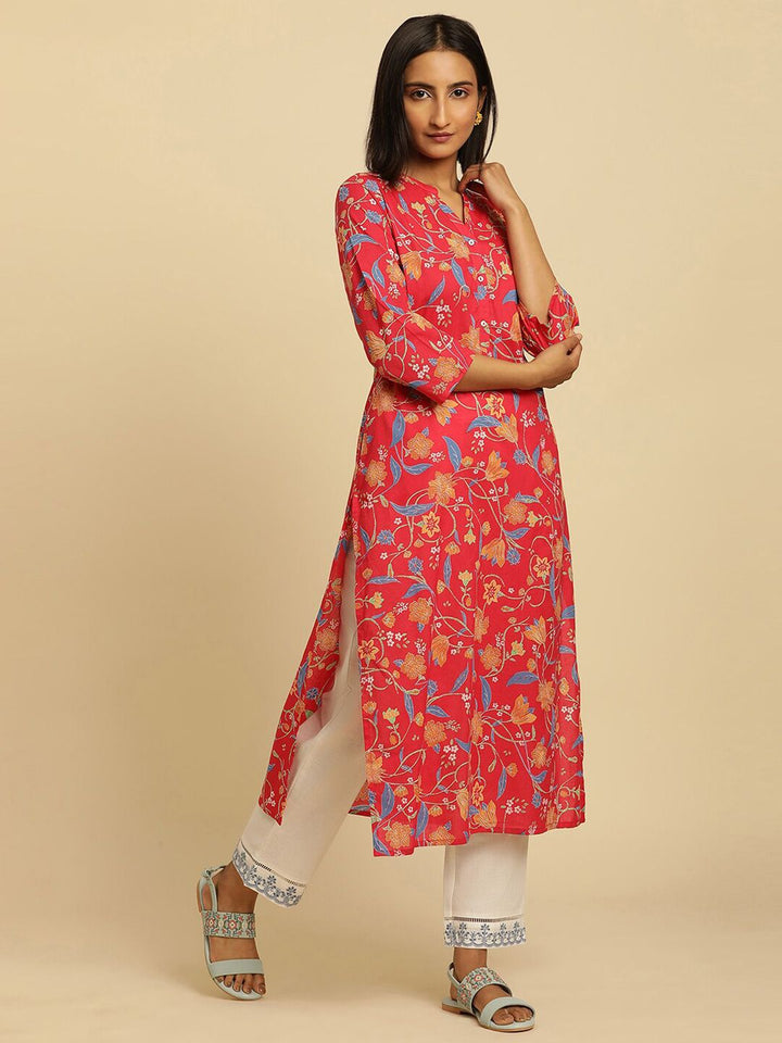 W Floral Printed Cotton Kurta