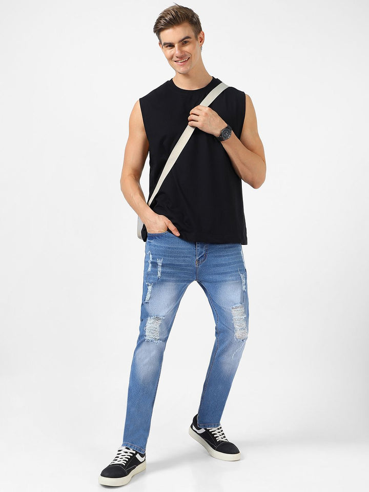 Urbano Fashion Men Blue Slim Fit Mid-Rise Highly Distressed Stretchable Jeans