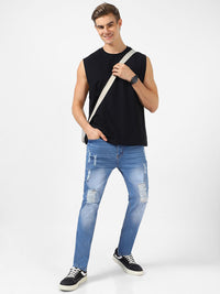 Urbano Fashion Men Blue Slim Fit Mid-Rise Highly Distressed Stretchable Jeans