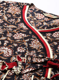 Anouk Floral Print Angrakha Gotta Patti Detail Anarkali Kurta with Trousers & Dupatta