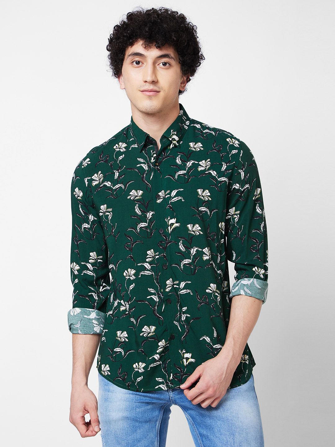 SPYKAR Floral Printed Cotton Casual Shirt