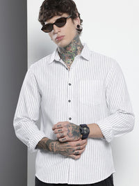 The Indian Garage Co Slim Fit Opaque Striped Casual Shirt