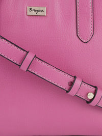 Berrylush Pink Solid Structured Handheld Bag with Detachable Sling Strap