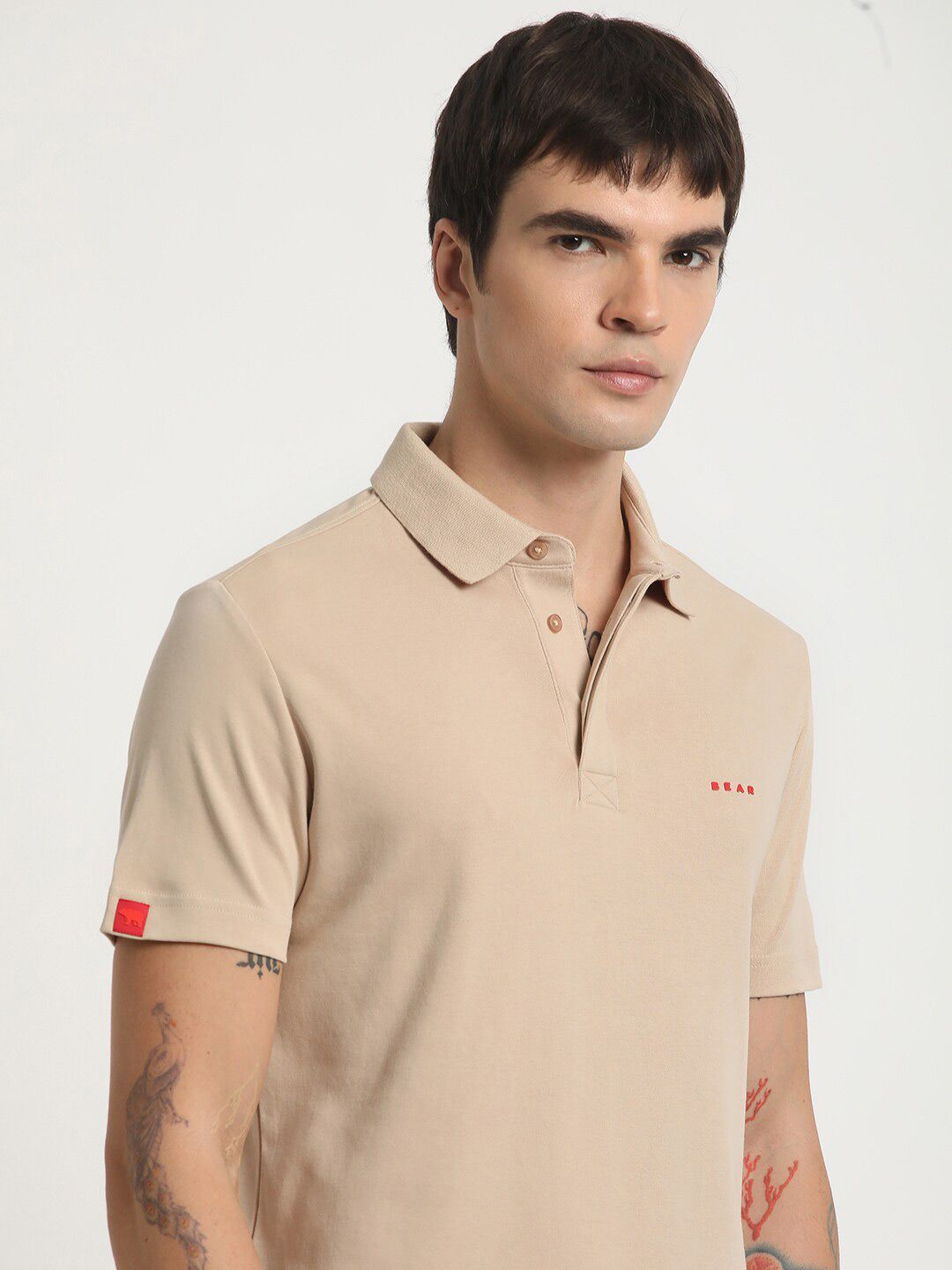 THE BEAR HOUSE Polo Collar Slim Fit Pure Cotton T-shirt