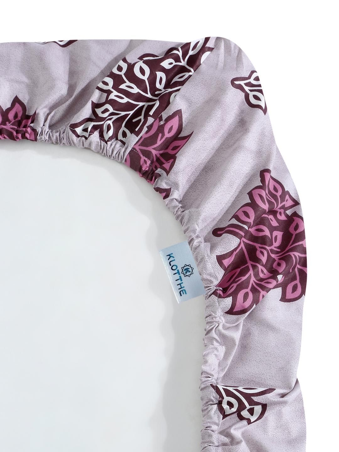 KLOTTHE Purple Cotton Floral 400 TC Cadar Bujang
