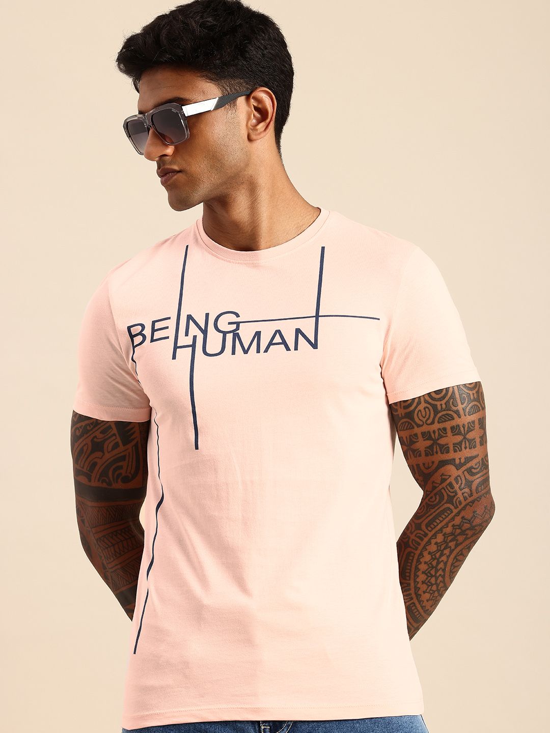 Being Human Brand Logo Printed Pure Cotton T-shirt